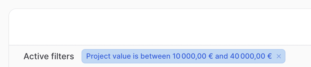 Filament Value Range Filter Between currency in EUR