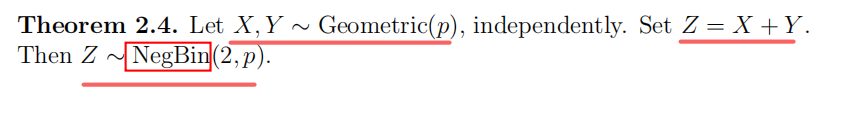 两个几何分布离散变量之和为负二项分布