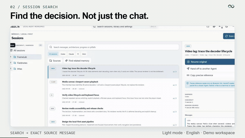 Session search hitting exact source messages