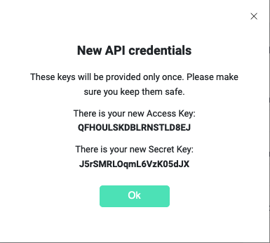 Example API keys