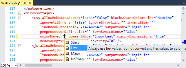 IntelliSense support when editing the bundleTransformer configuration section in the Web.config file