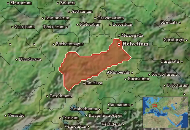 Map of Helvetia Vetus and its neighbours
