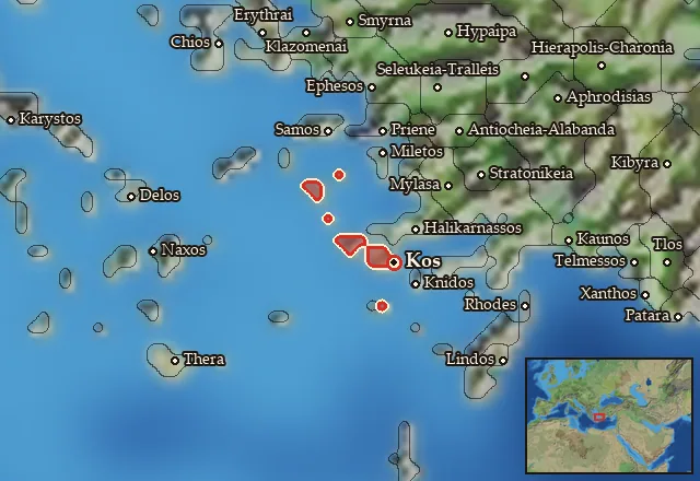 Map of Kos and its neighbours