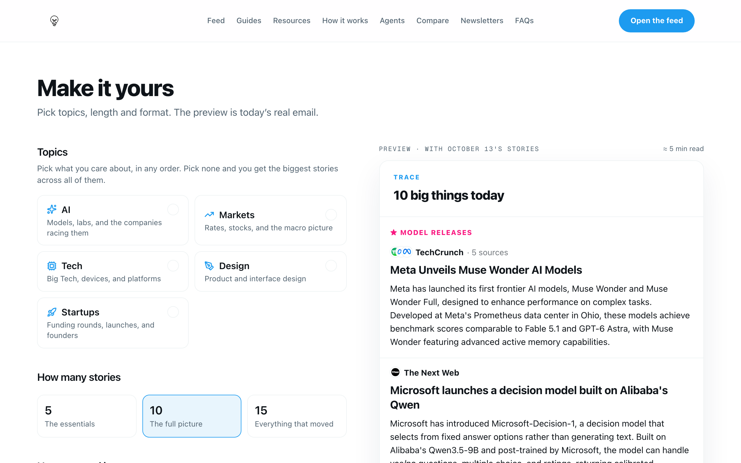 Build-your-own brief with a live preview