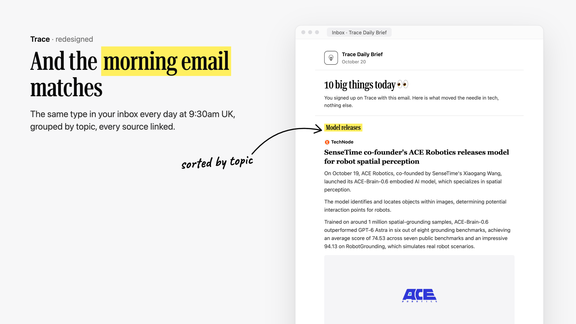 The morning email, grouped by topic