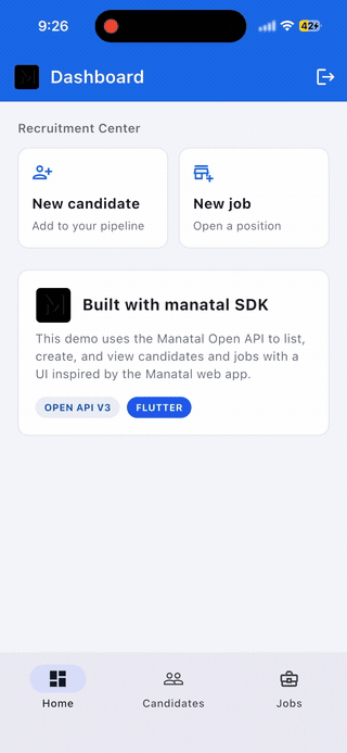 Manatal Flutter example app demo