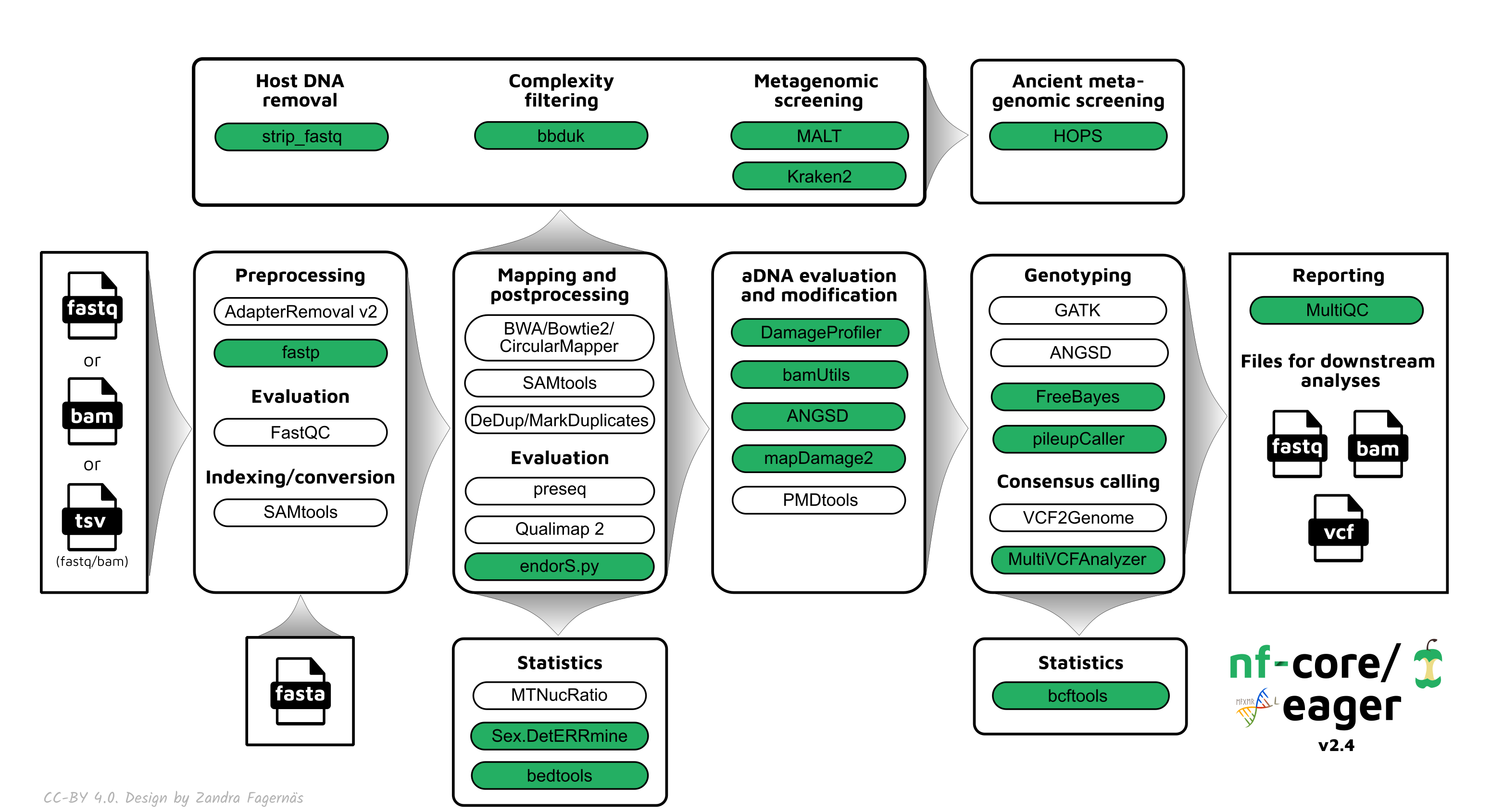 nf-core/eager schematic workflow