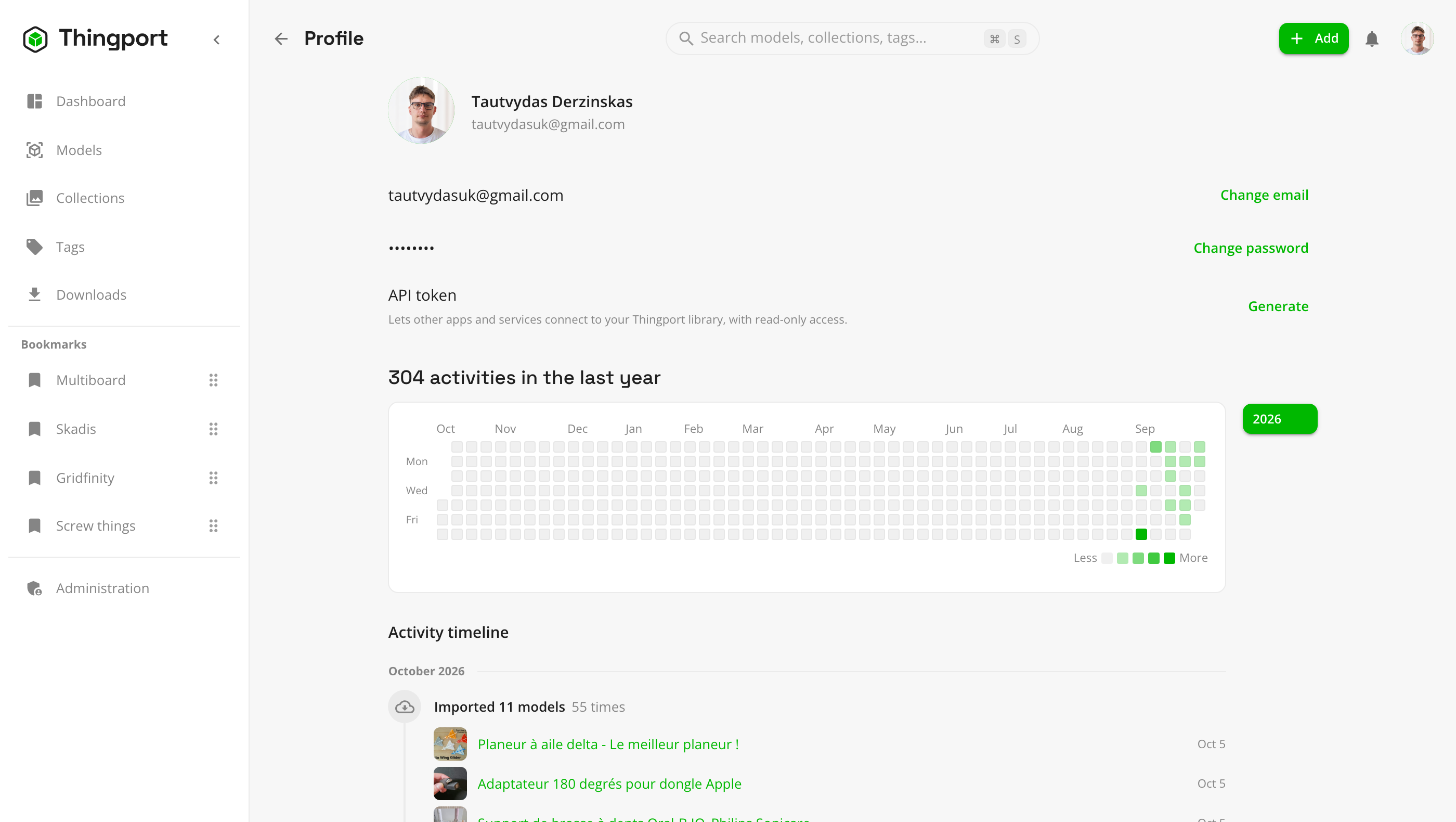 Profile with activity heatmap