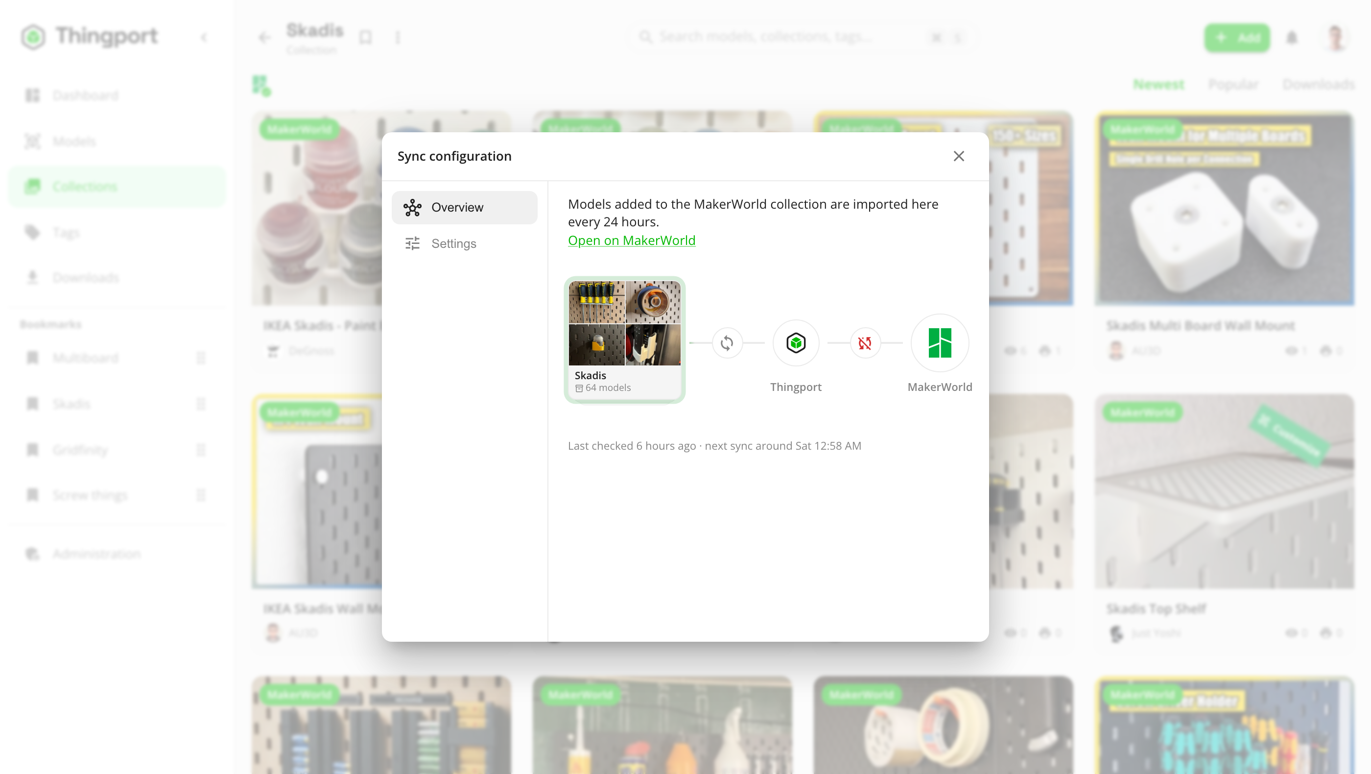 A synced collection's sync configuration