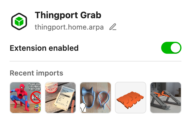 Popup when connected, with recent imports