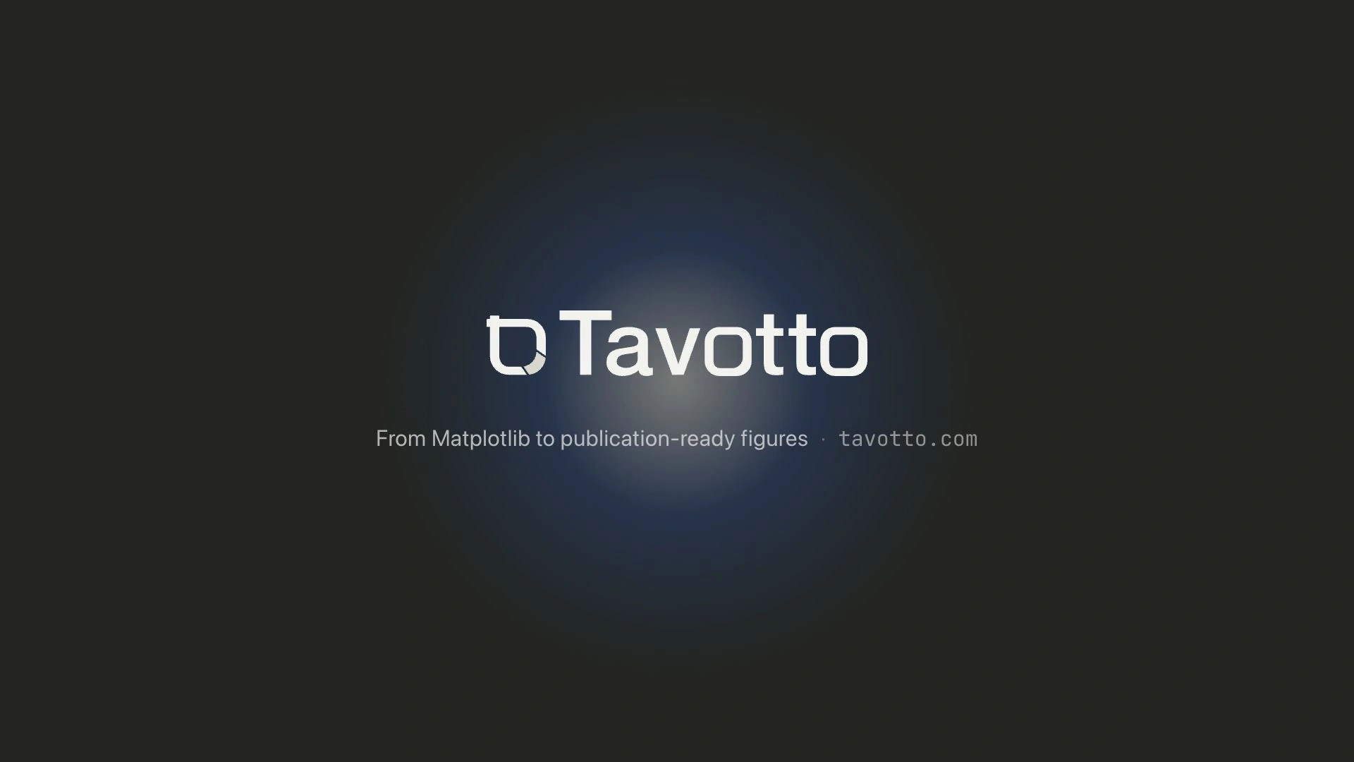 The cover of the Tavotto launch film: the Tavotto mark on a dark ground, with the line From Matplotlib to publication-ready figures. Opens the 33-second film on tavotto.com.
