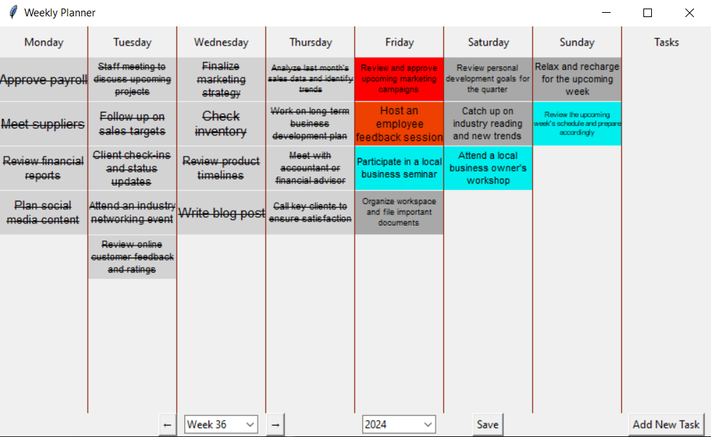 Weekly Planner Screenshot