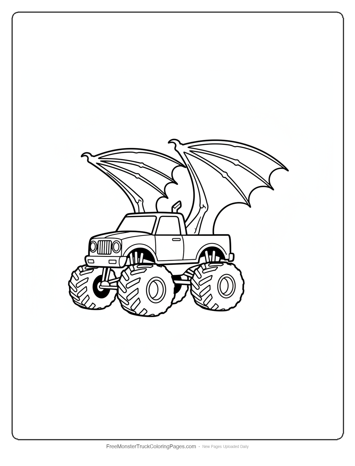 Bat Monster Truck Coloring Pages — Bat Wing Fender Truck
