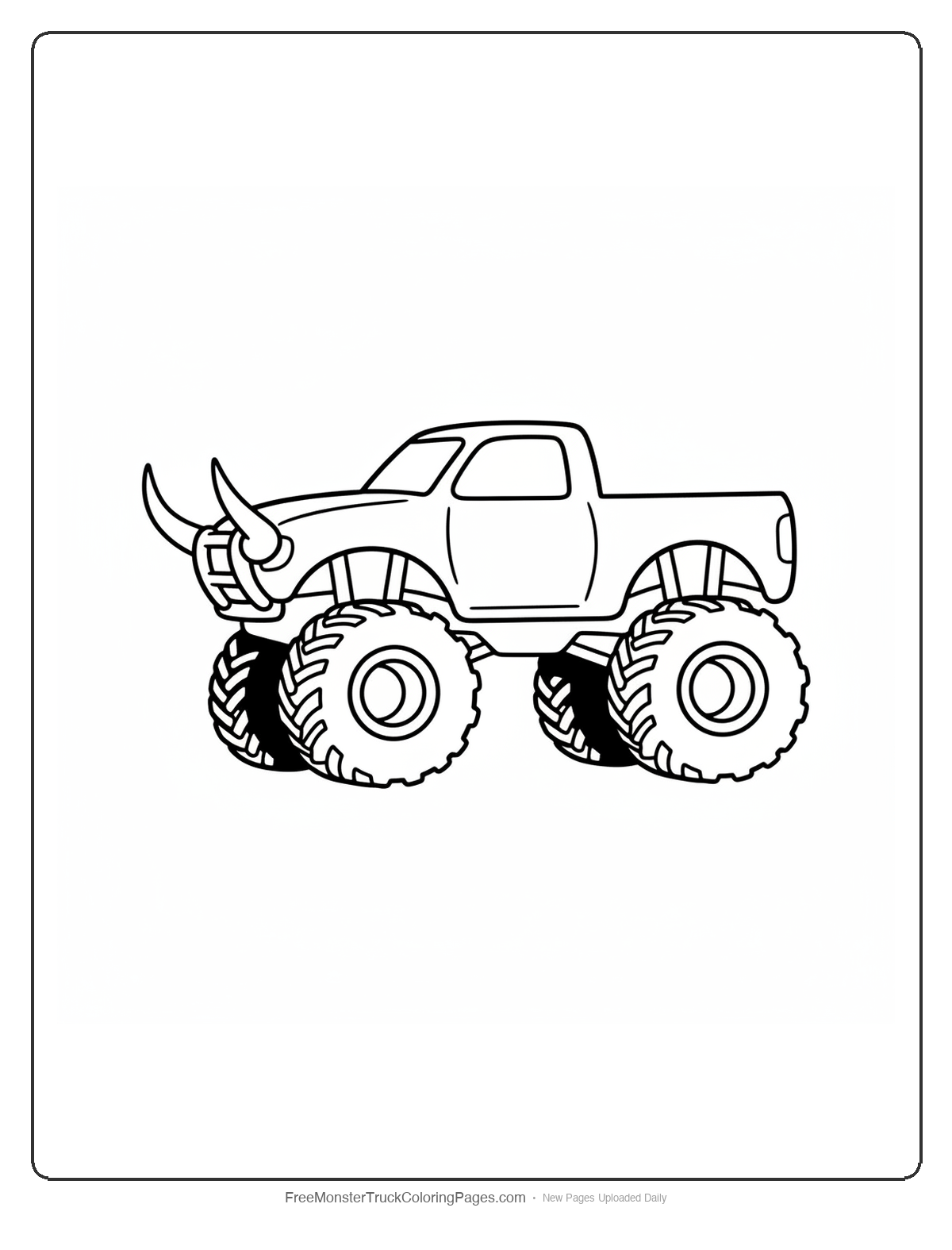 Bull Monster Truck Coloring Pages — Bull Horn Bumper Truck