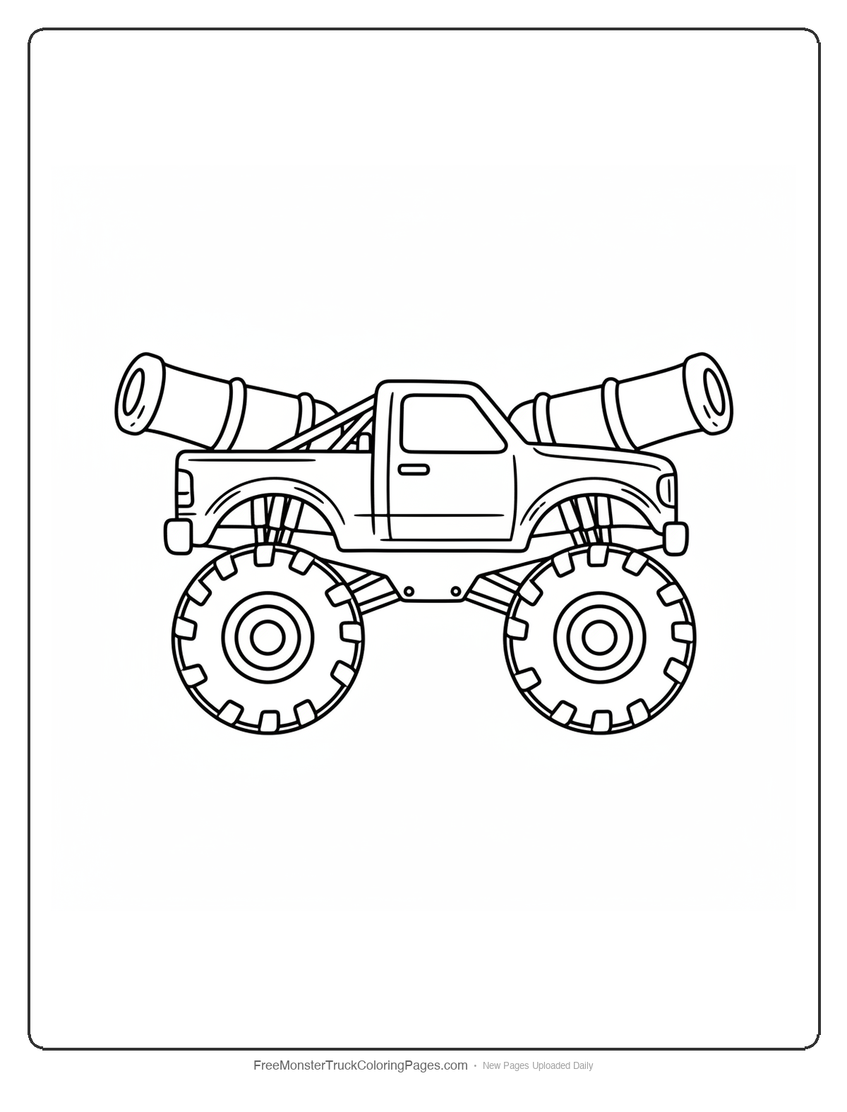 Pirate Monster Truck Coloring Pages — Cannon Barrel Exhaust Truck