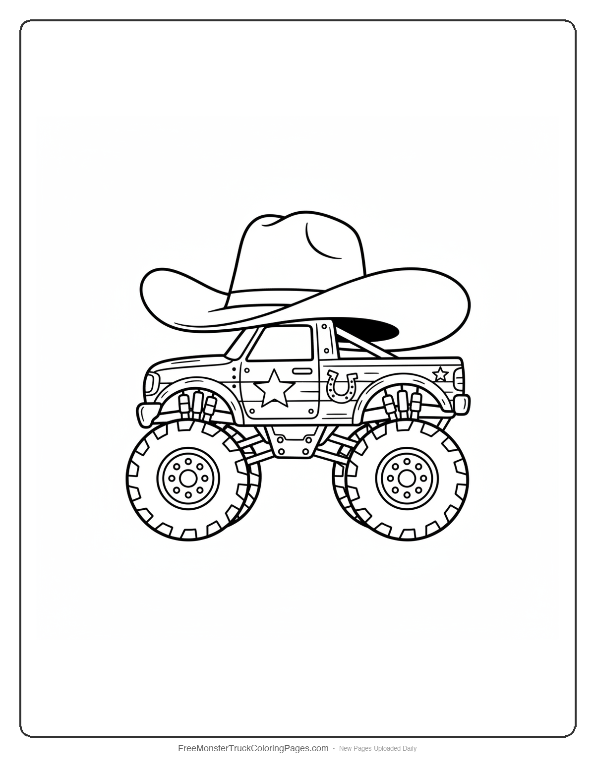 Cowboy Monster Truck Coloring Pages — Cowboy Hat Roof Truck