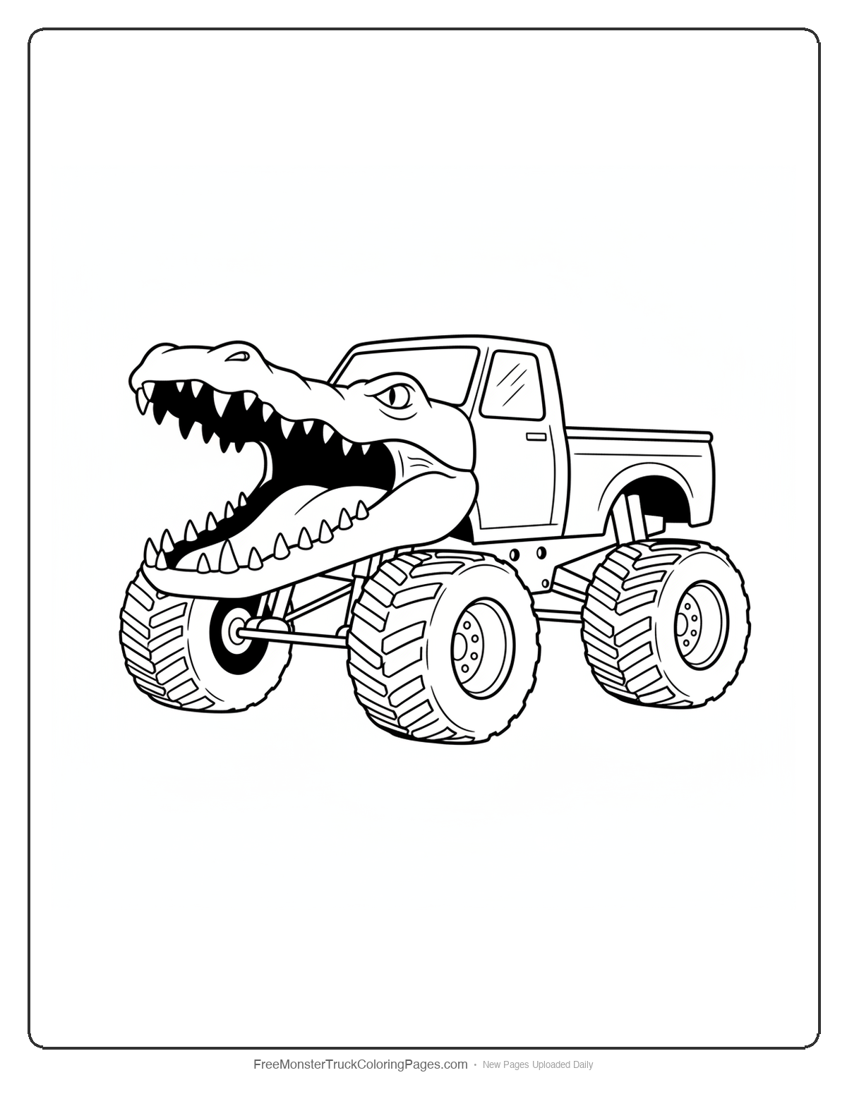 Crocodile Monster Truck Coloring Pages — Croc Jaw Bumper Truck