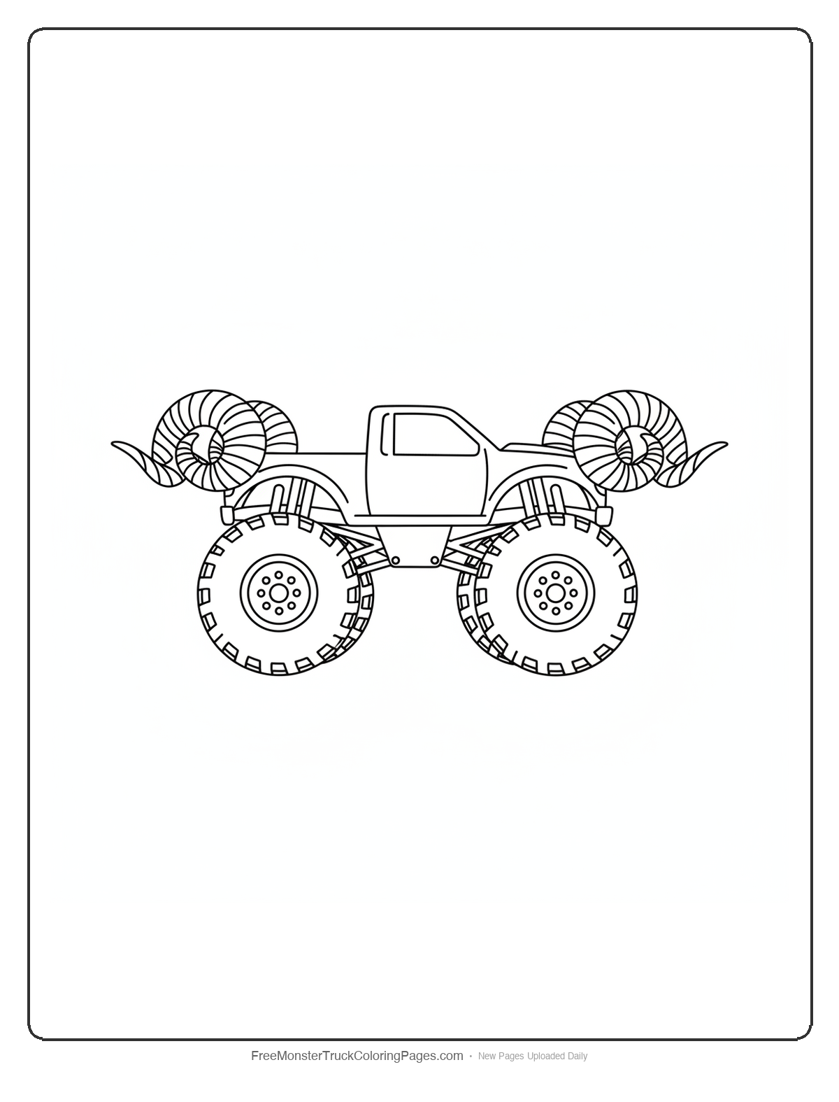 Ram Monster Truck Coloring Pages — Curling Horn Bumper Truck