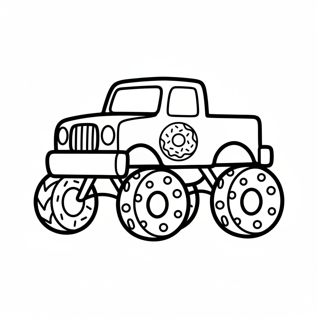 Bakery Monster Truck Coloring Pages — Donut Wheel Monster Truck