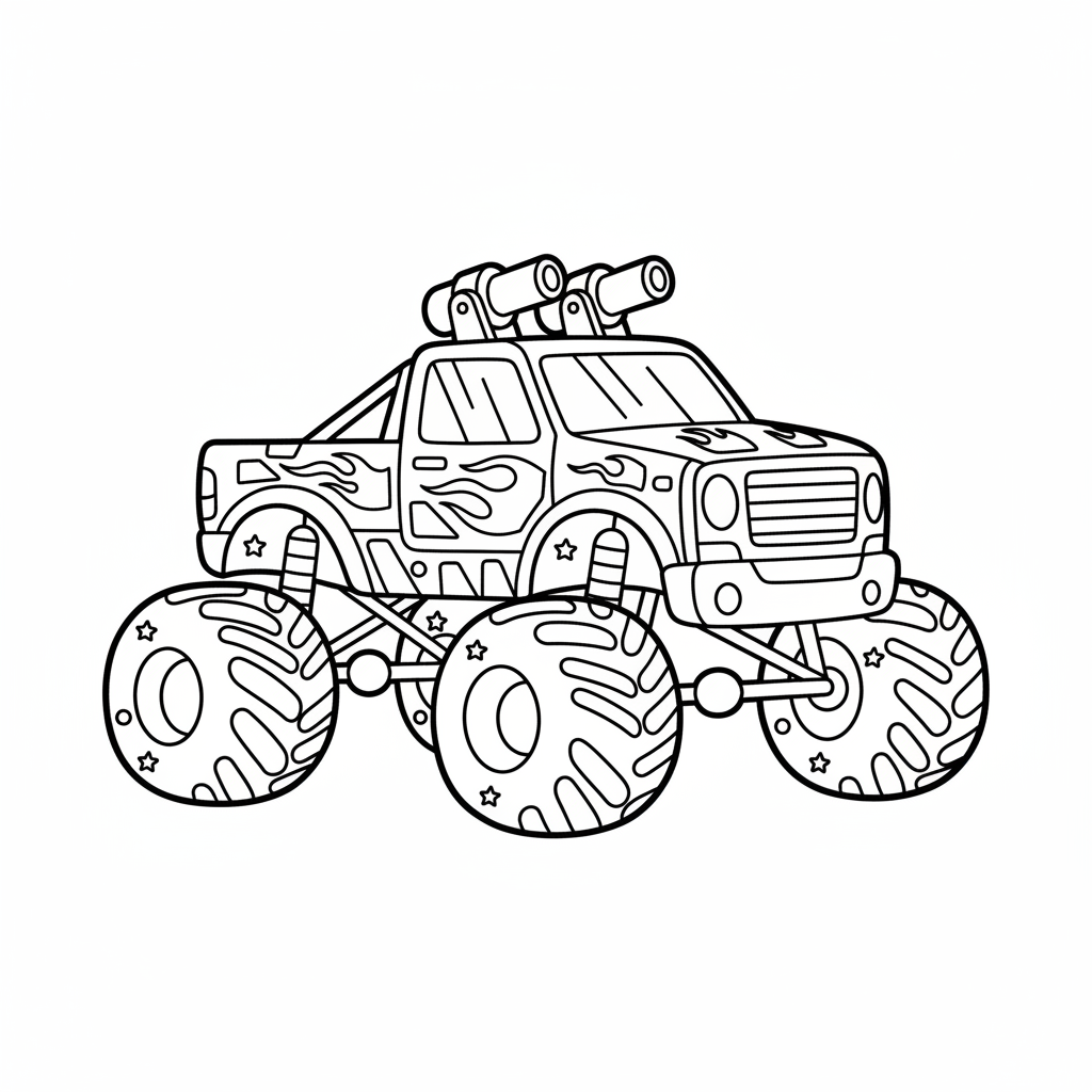 Space Explorer Monster Truck Coloring Pages — Galaxy Warrior Monster Truck