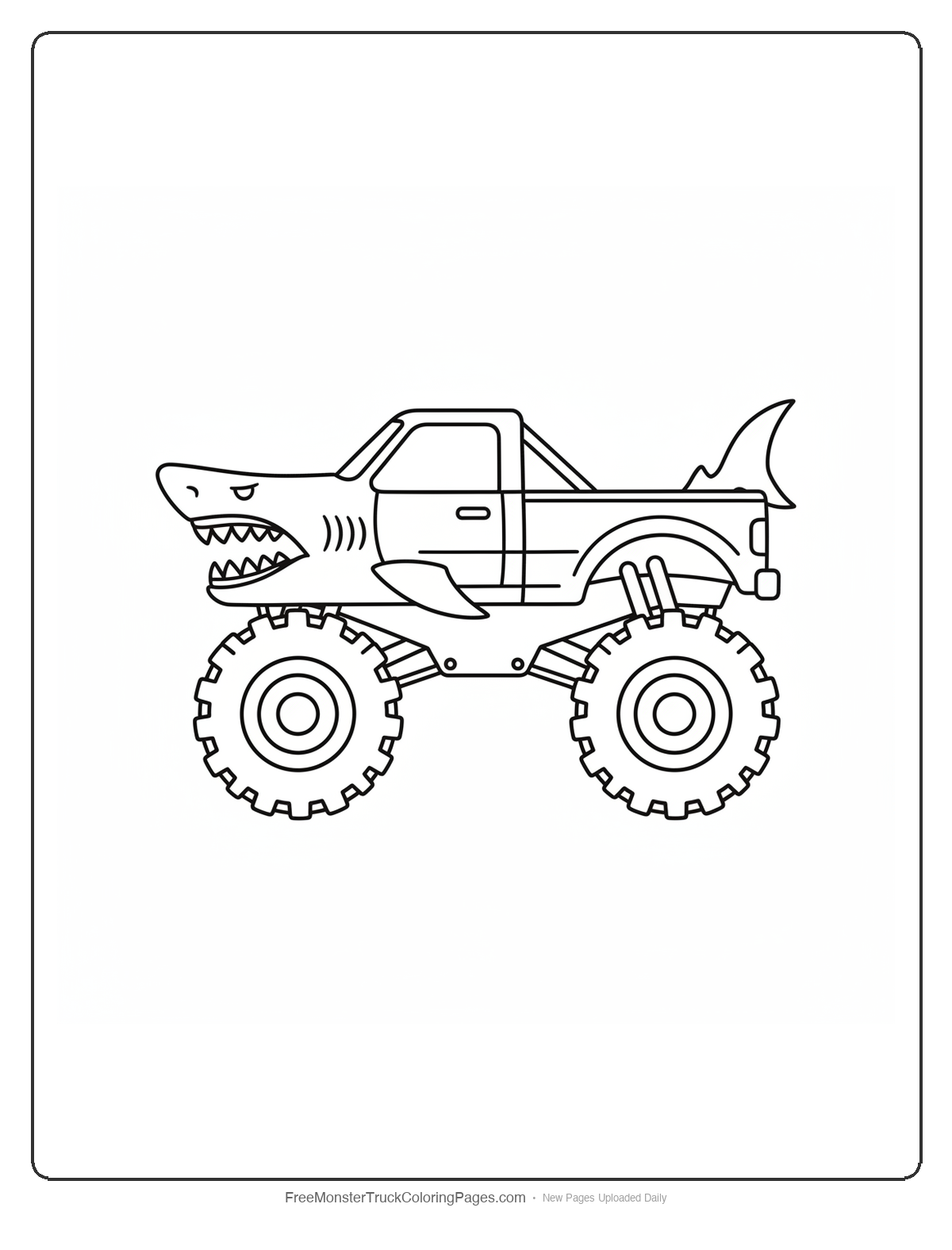 Shark Monster Truck Coloring Pages — Great White Shark Truck
