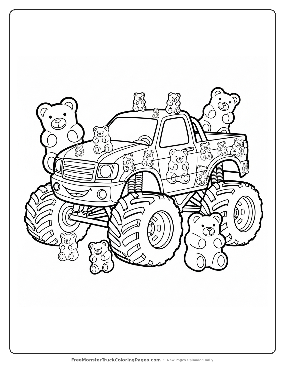 Candy Shop Monster Truck Coloring Pages — Gummy Bear Crusher Monster Truck