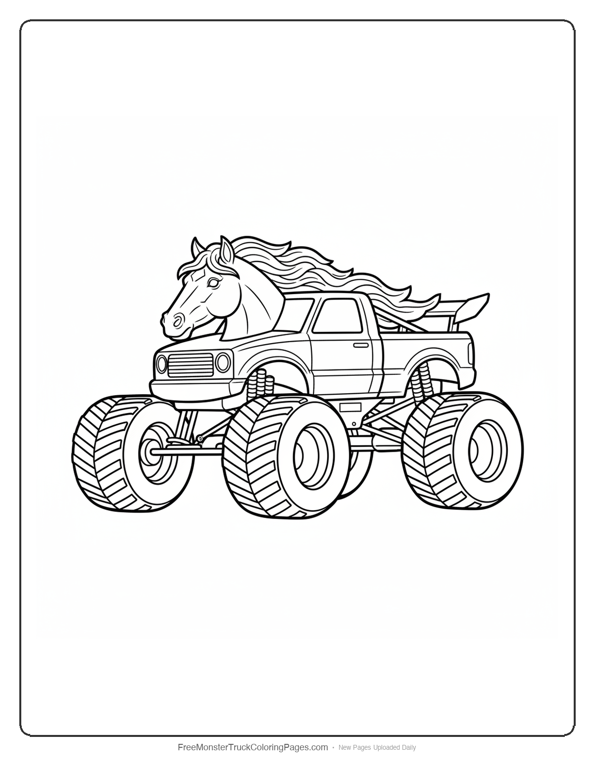 Pegasus Monster Truck Coloring Pages — Horse Head Hood Truck