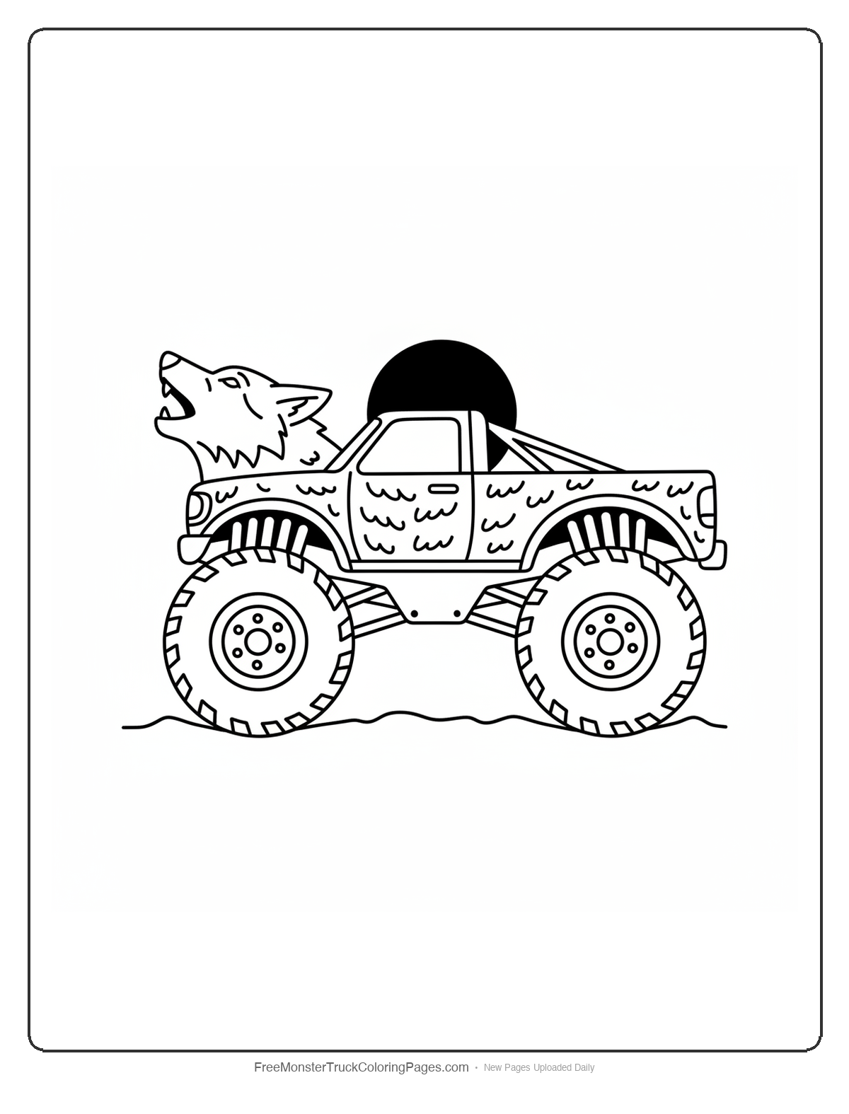 Wolf Monster Truck Coloring Pages — Howling Wolf Monster Truck