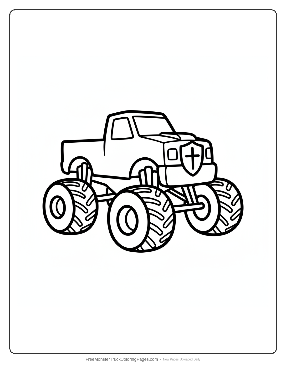 Medieval Castle Monster Truck Coloring Pages — Knight's Shield Defender Monster Truck