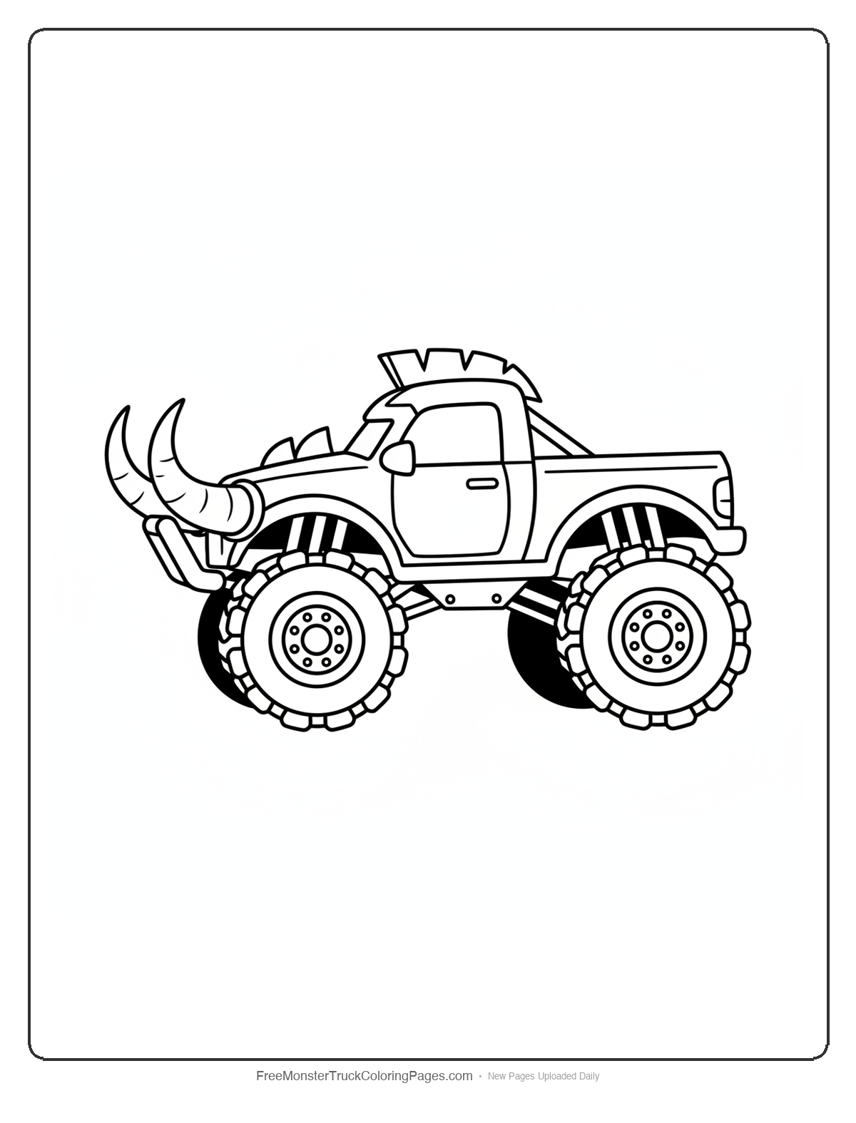 Minotaur Monster Truck Coloring Pages — Minotaur Horn Bumper Truck