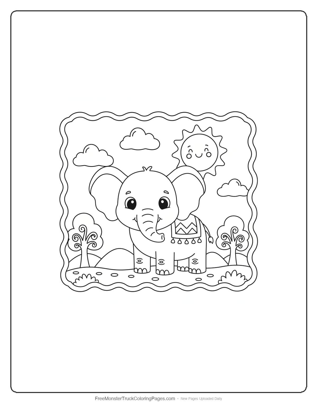 Monster truck with spinning pizza dough on top and flour clouds from exhaust pipes