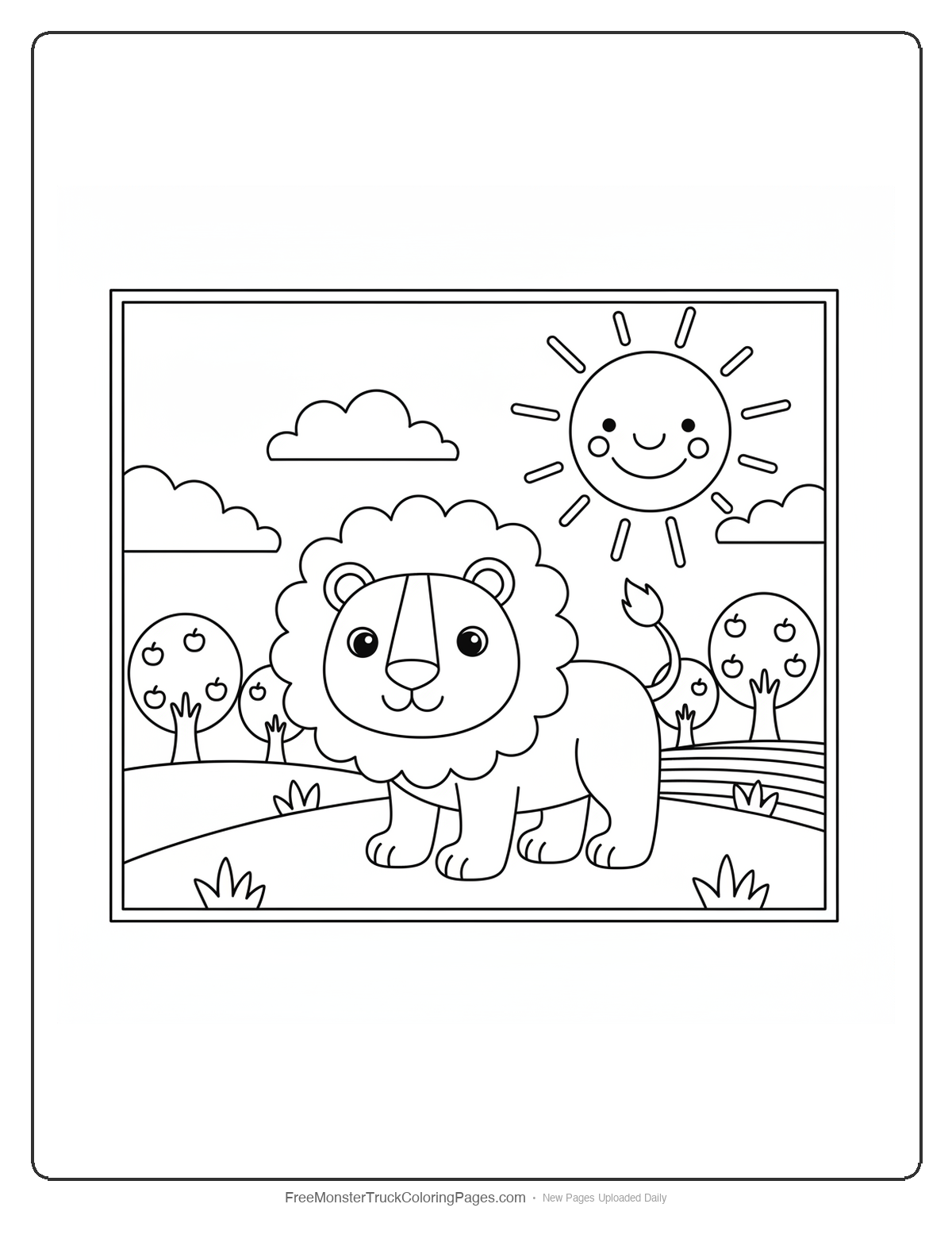 Black and white coloring page of a monster truck with rocket boosters, large wheels, and space-themed details