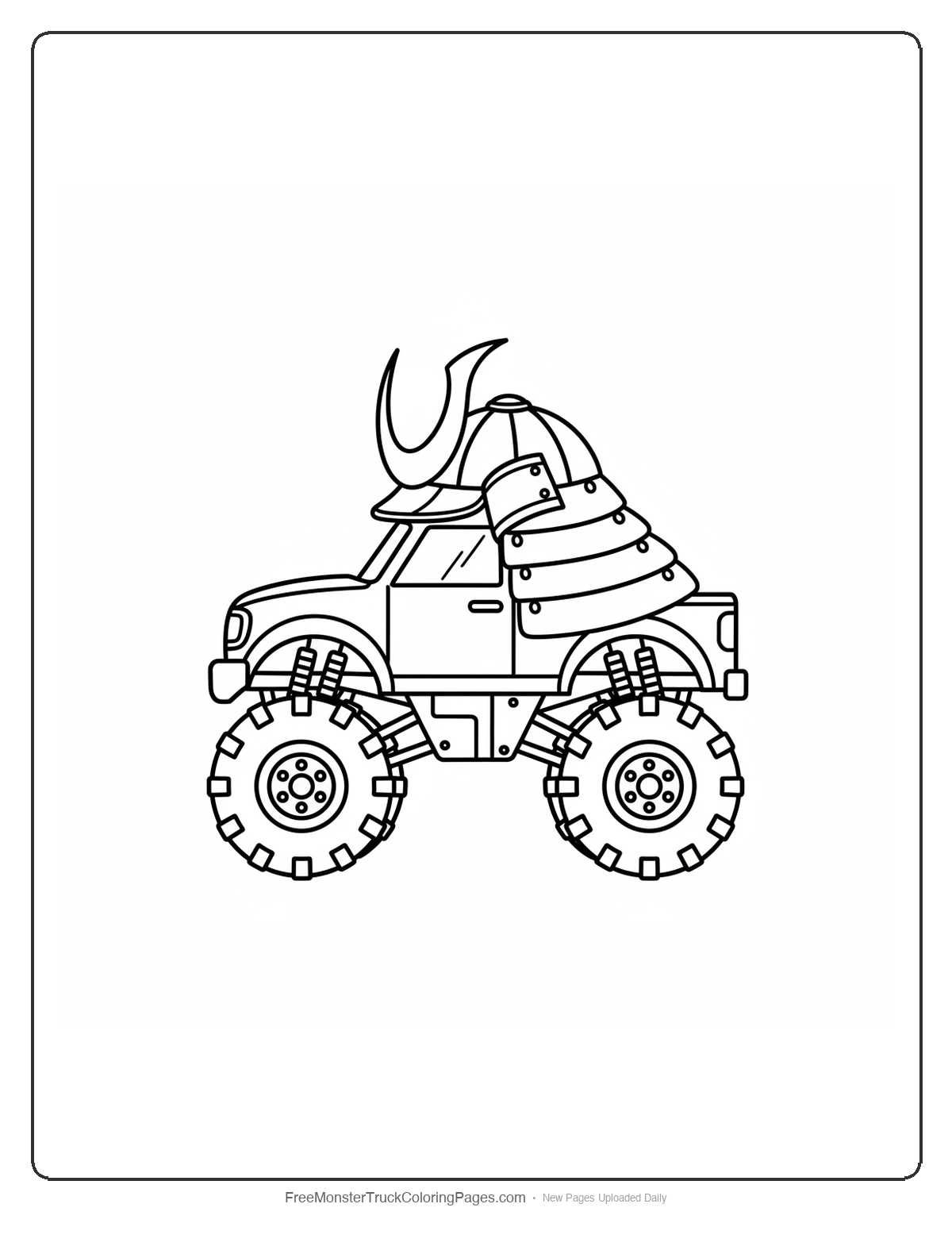 Samurai Monster Truck Coloring Pages — Samurai Helmet Cab Truck