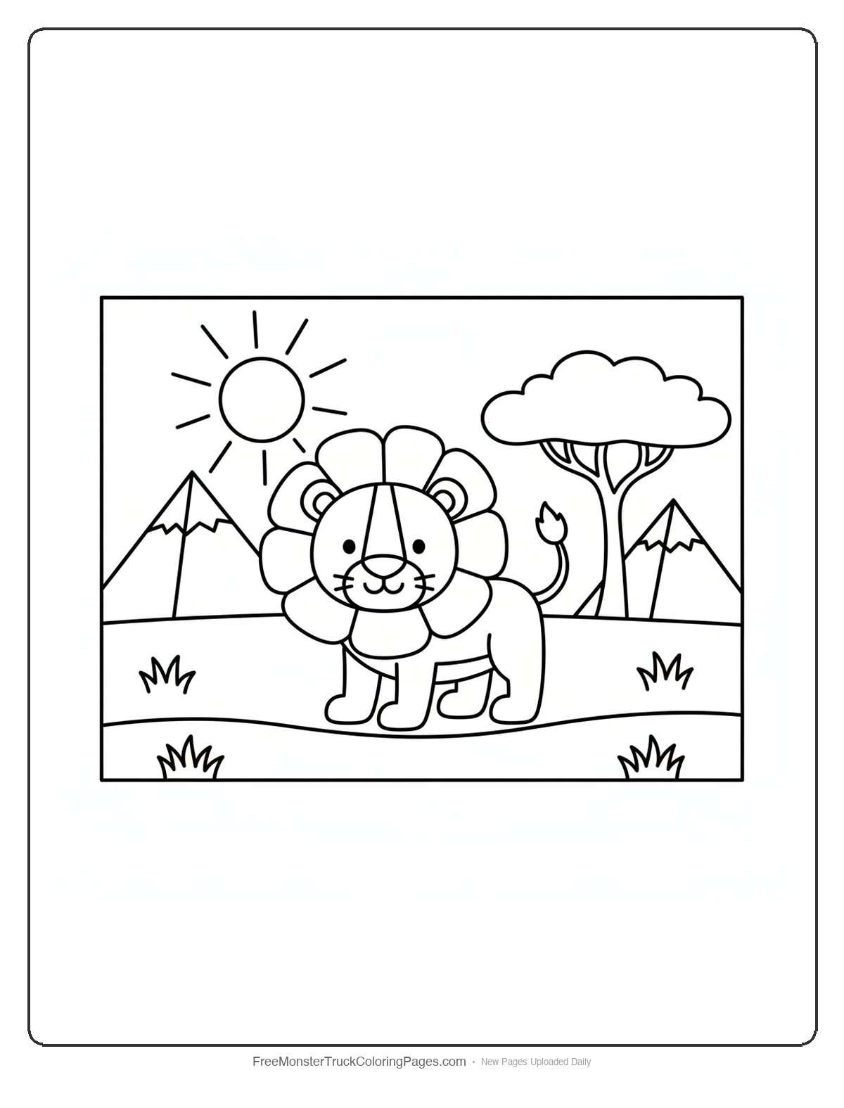 Black and white coloring page of a monster truck with a large satellite dish on top and space communication equipment