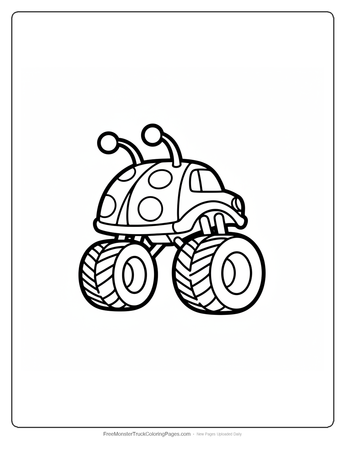 Insect Monster Truck Coloring Pages — Simple Ladybug Spot Monster Truck