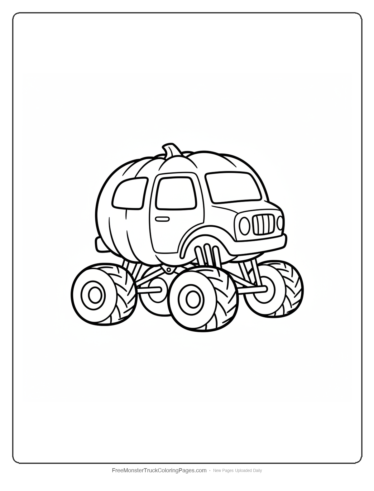 Fairy Tale Monster Truck Coloring Pages — Simple Pumpkin Carriage Monster Truck