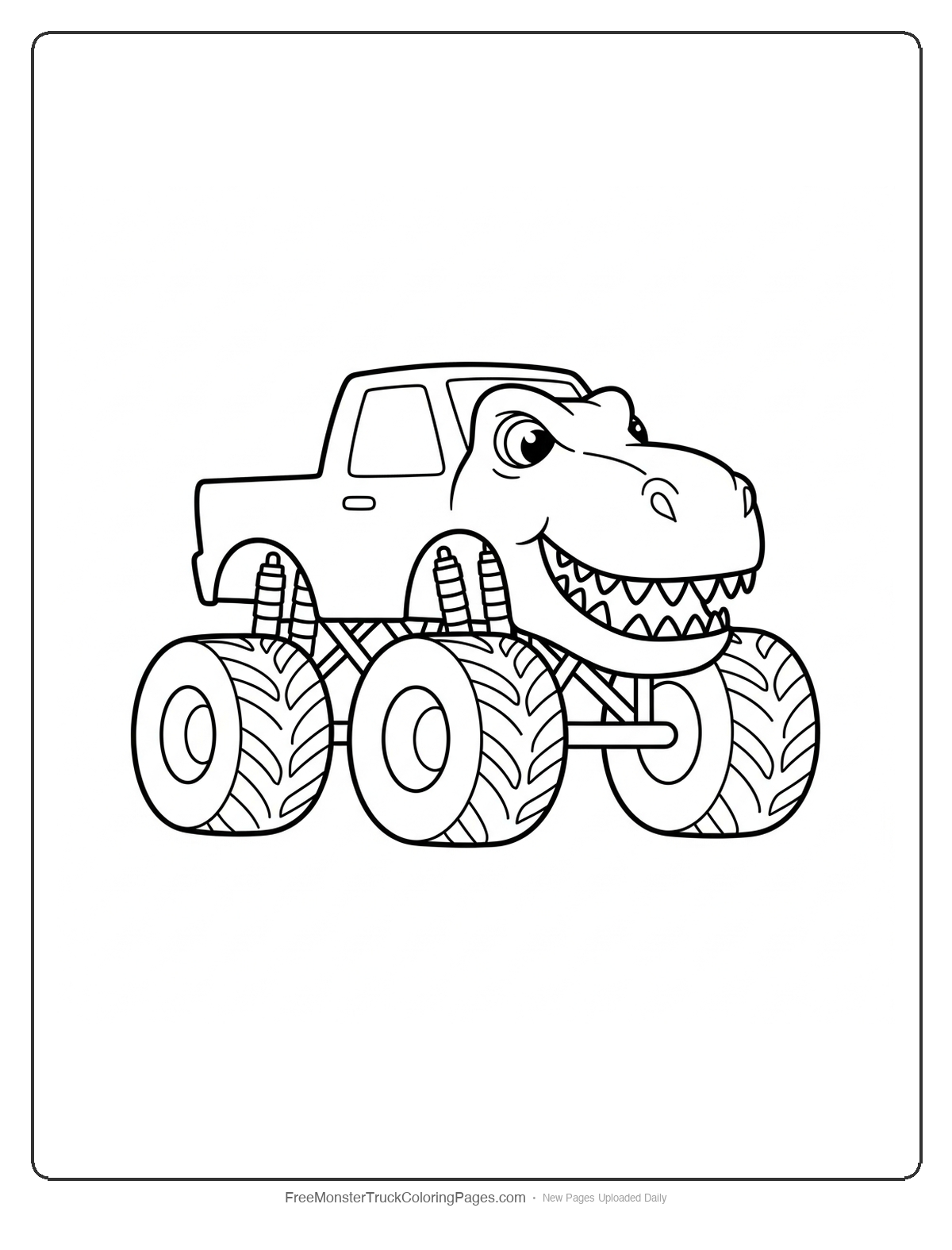 Dinosaur Monster Truck Coloring Pages — Simple T-Rex Monster Truck