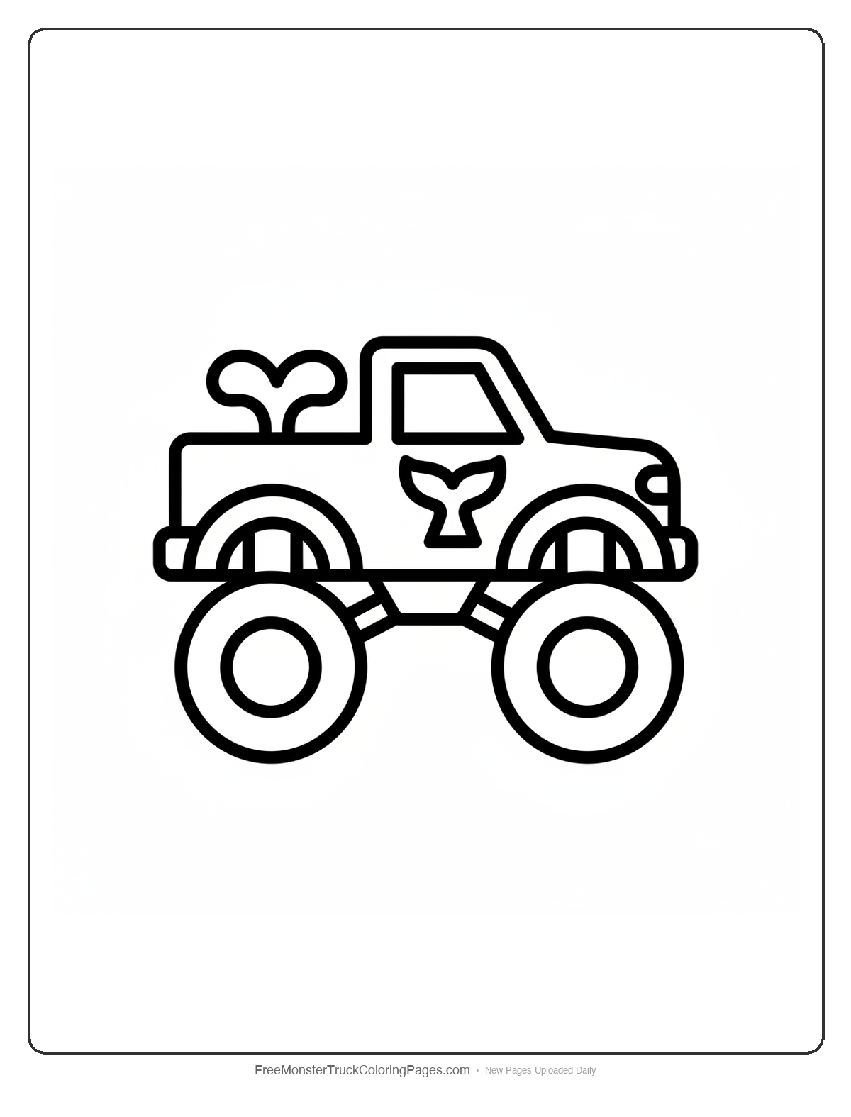 Simple monster truck coloring page with whale spout decoration and basic whale tail design
