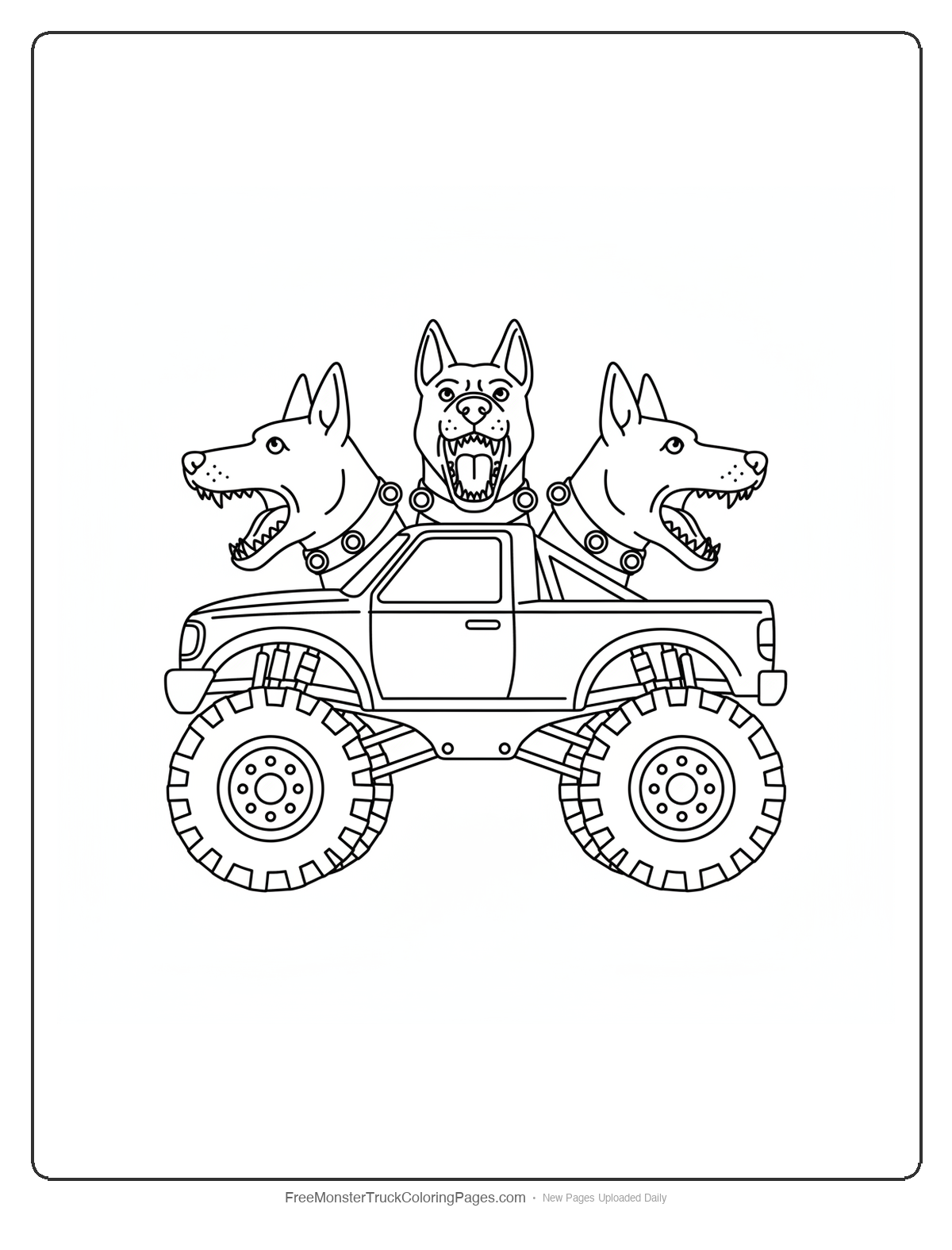 Hydra Monster Truck Coloring Pages — Three Head Hood Truck