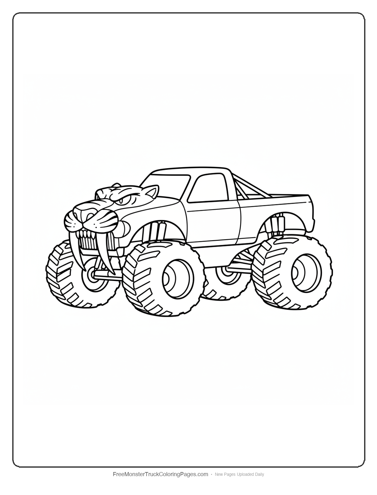 Tiger Monster Truck Coloring Pages — Tiger Fang Bumper Truck