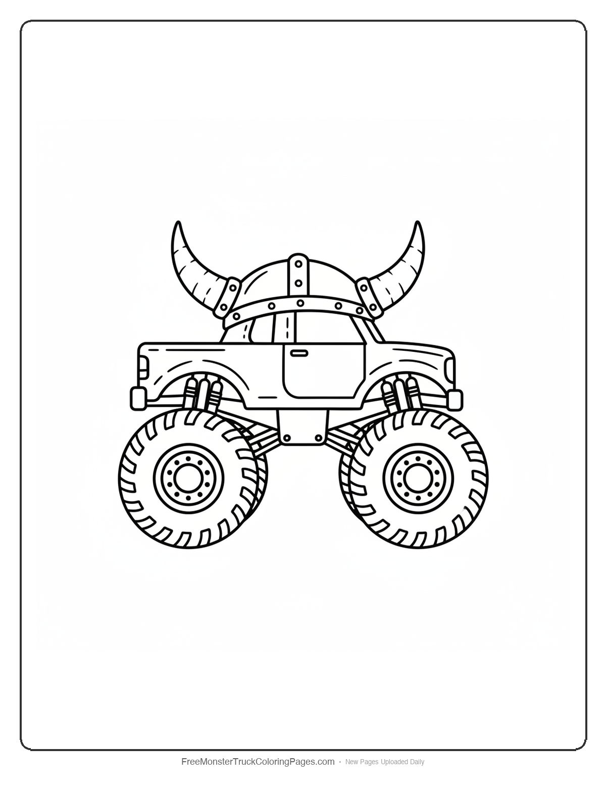 Viking Monster Truck Coloring Pages — Viking Horned Helmet Cab Truck