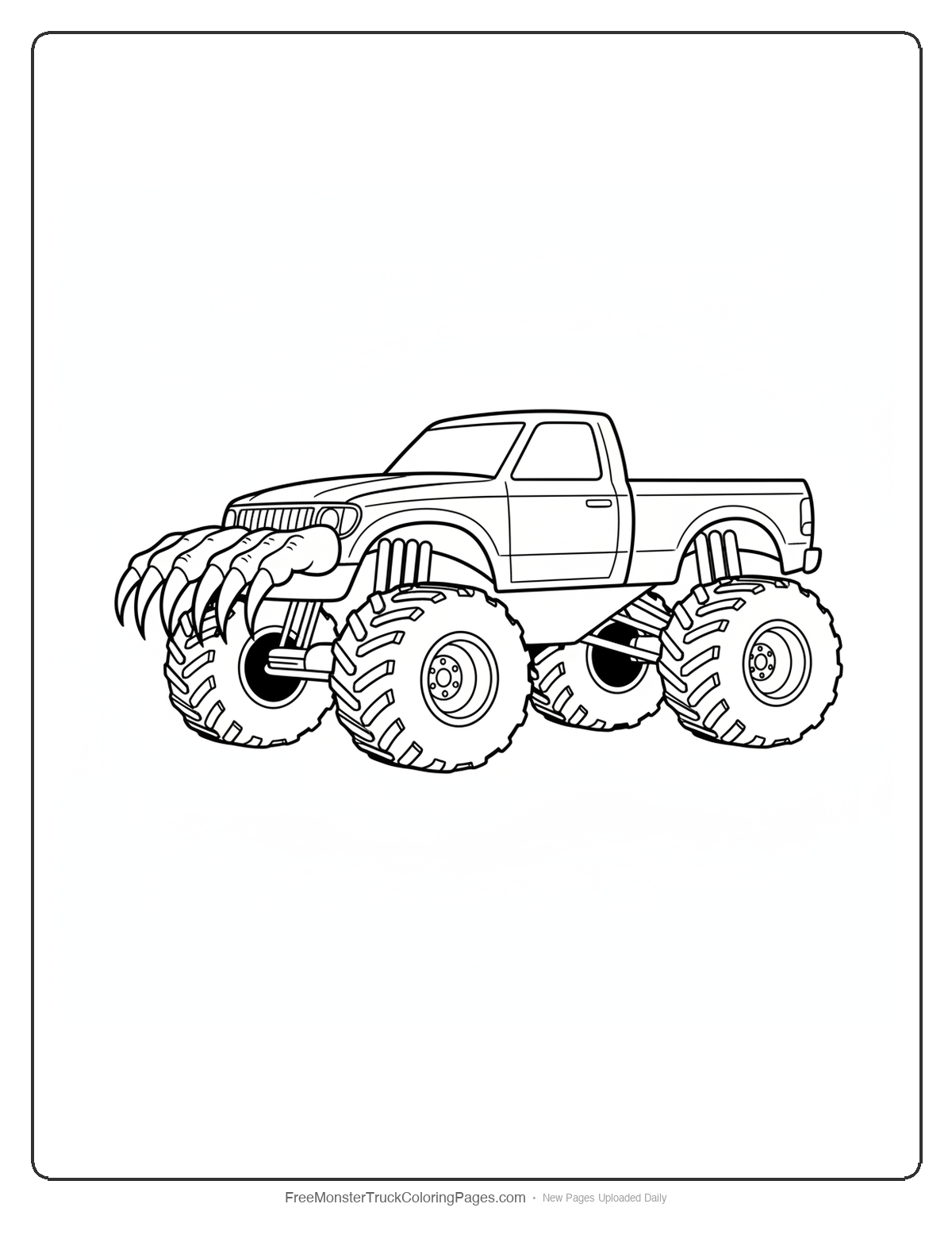 Werewolf Monster Truck Coloring Pages — Werewolf Claw Bumper Truck