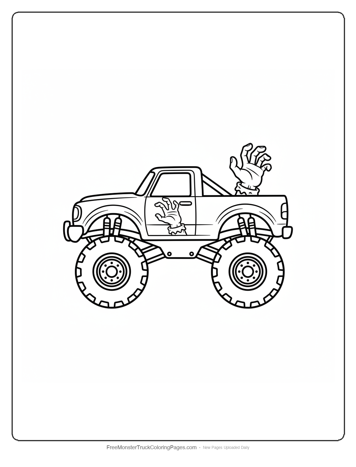 Zombie Monster Truck Coloring Pages — Zombie Hand Hood Truck