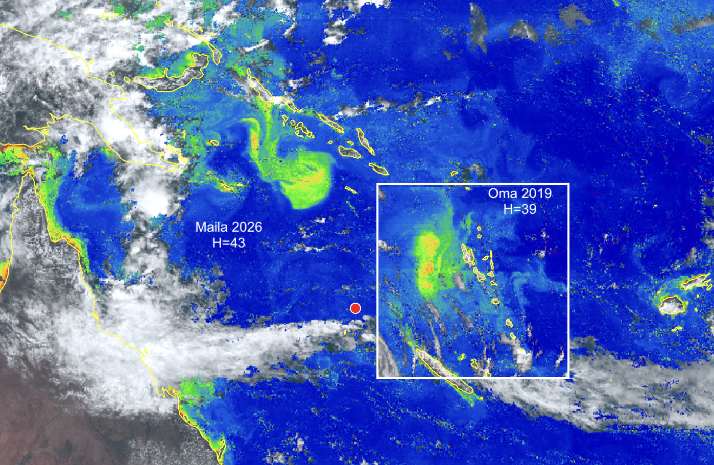 Phytoplankton bloom from tropical cyclones Oma and Malia