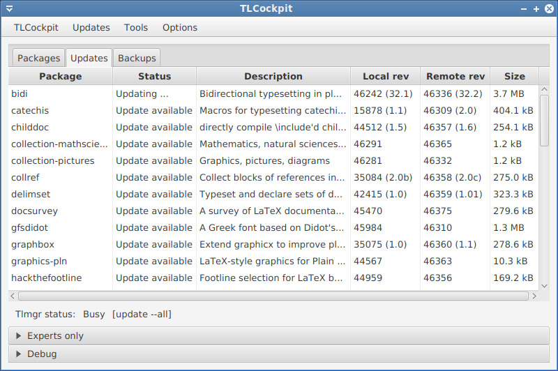 Updates listing view