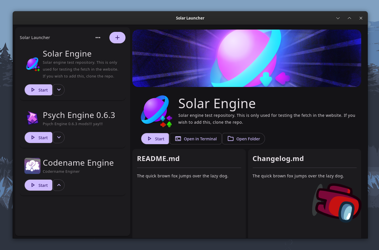 Main Content with banner, README and Changelog