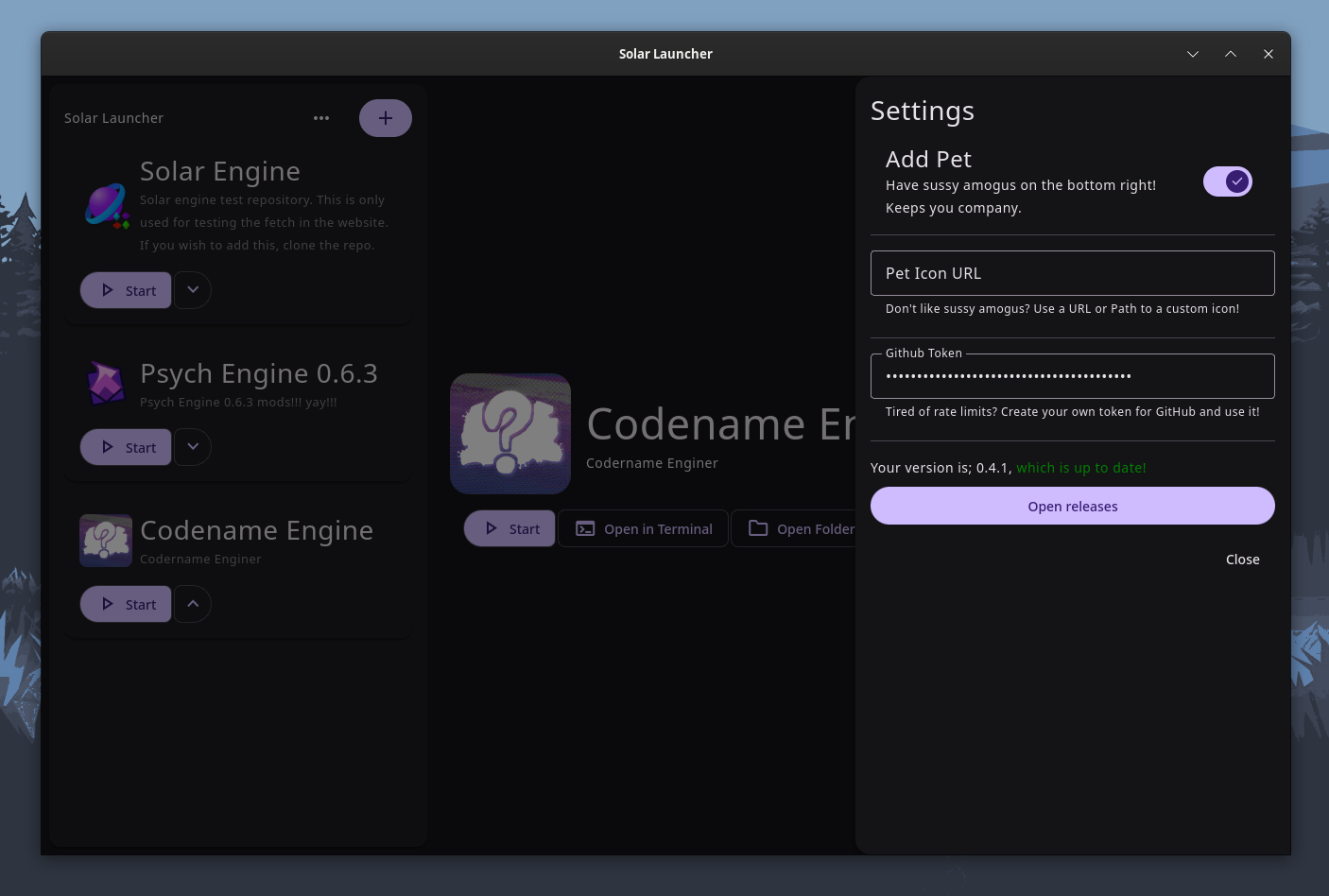 Settings Menu