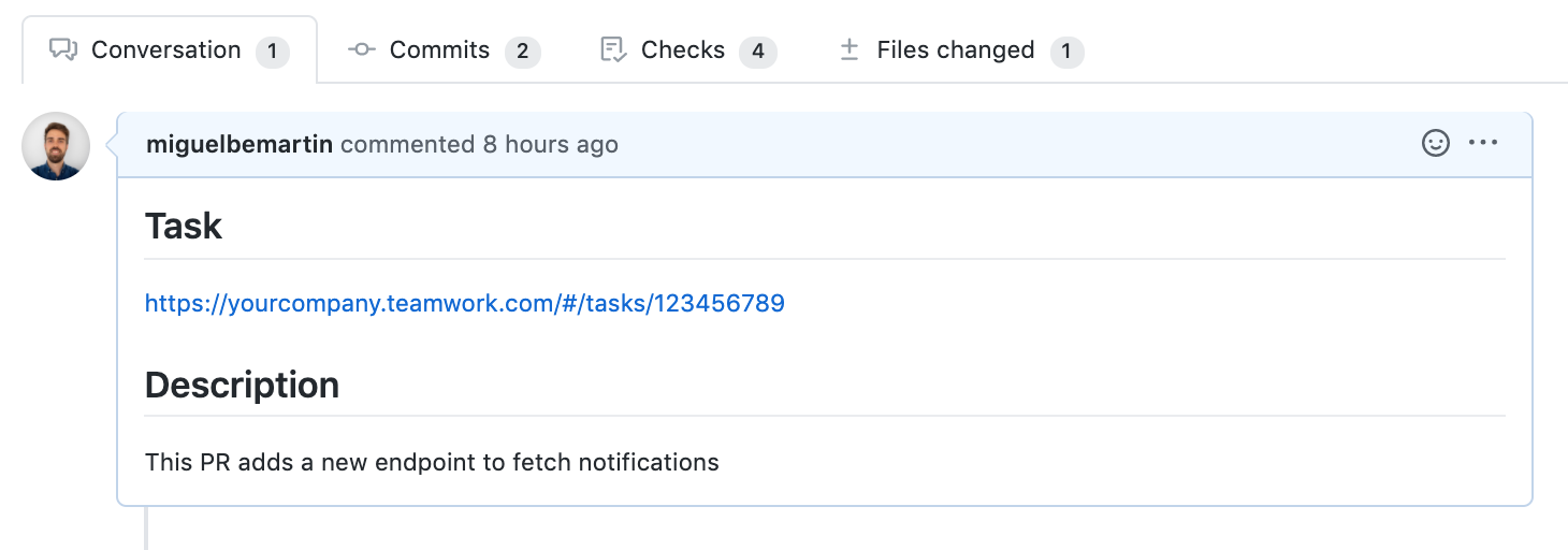 GitHub pr comment