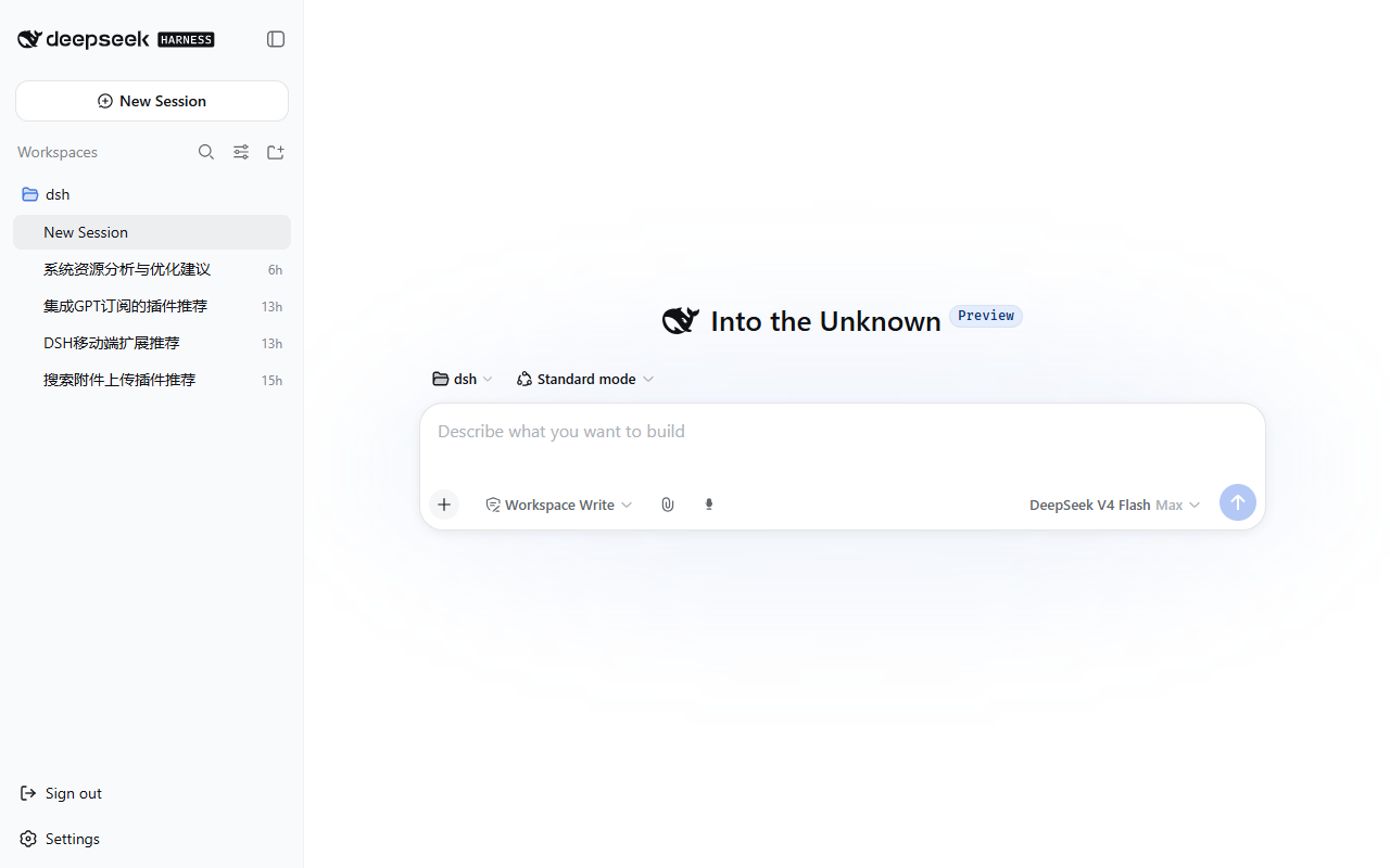 Sign out button, expanded sidebar