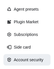 Account security row in the settings nav